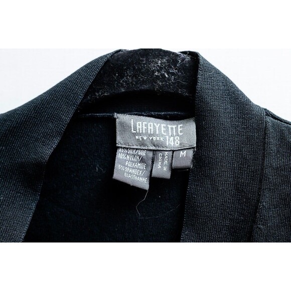 Layfayette 148 Black Silk Blend Black wrap cardigan sweater top long sleeve M - Picture 2 of 7